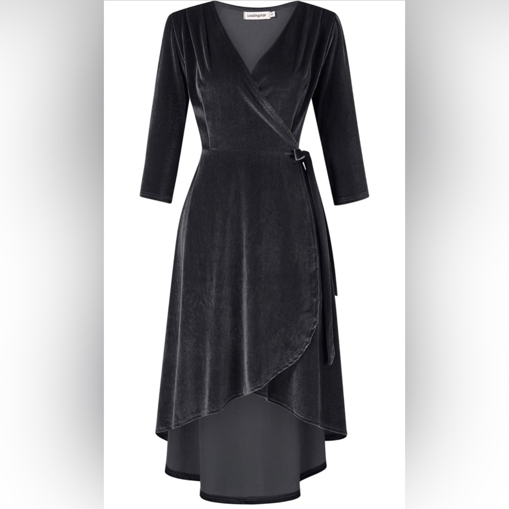 Velvet Black Wrap Dress